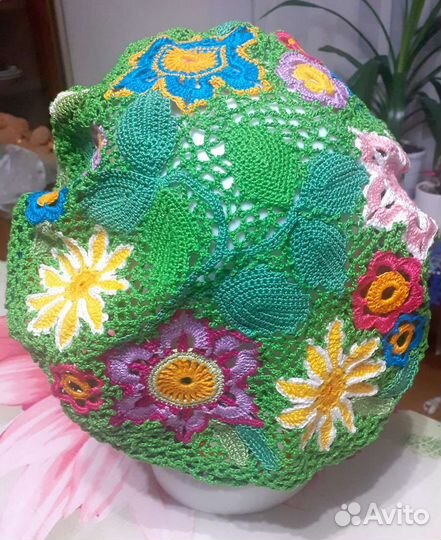 Берет женский летний вязанный ручная работа