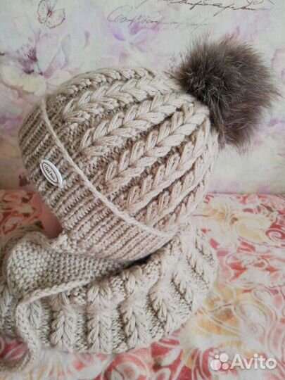 Зимний комплект (шапка+снуд +варежки)