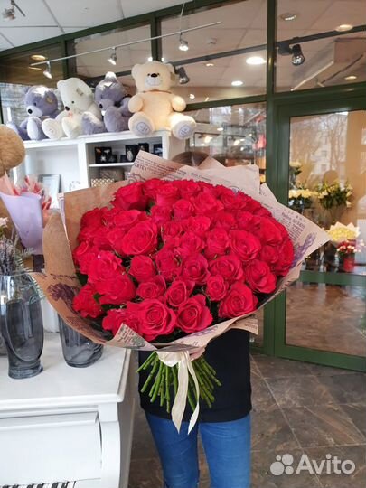 Букет из 101 розы 50 см с доставкой
