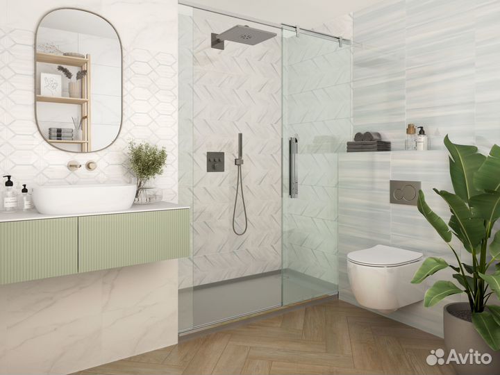 Плитка настенная Шахтинская Плитка Восток 04 25x40 см 1.4 м² глянцевая цвет голубой/серый/белый