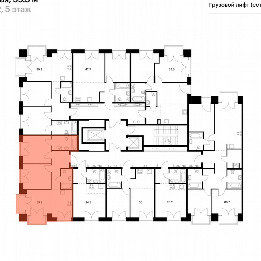 2-к. квартира, 59,3 м², 3/7 эт.