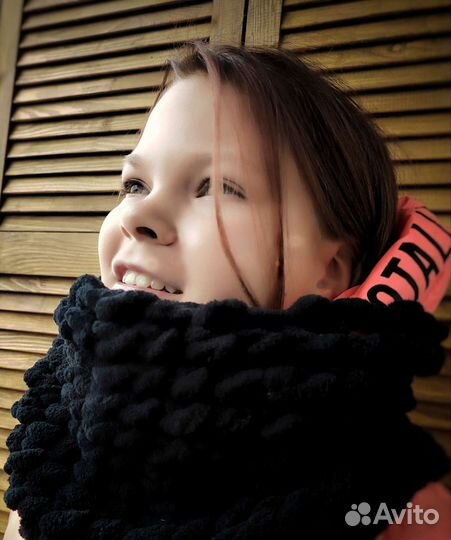 Снуд чёрный ручная работа