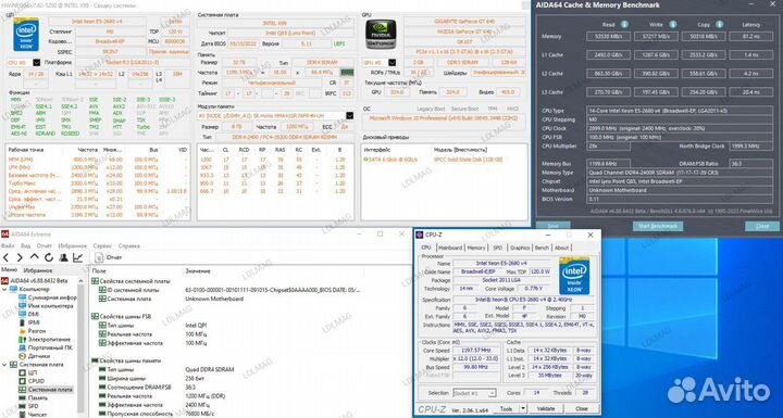 Комплект Xeon x99h629 E5 2680v4 32gb DDR4 2400Mhz