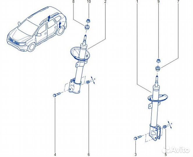 Амортизатор задний правый Renault Duster