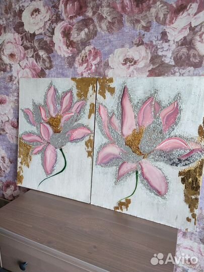 Картина. Диптих. Лотосы