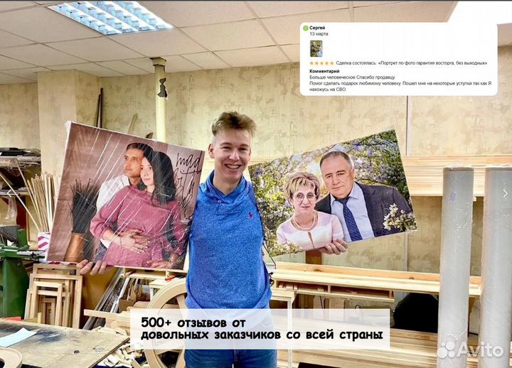 Портрет по фото на холсте подарок Псков