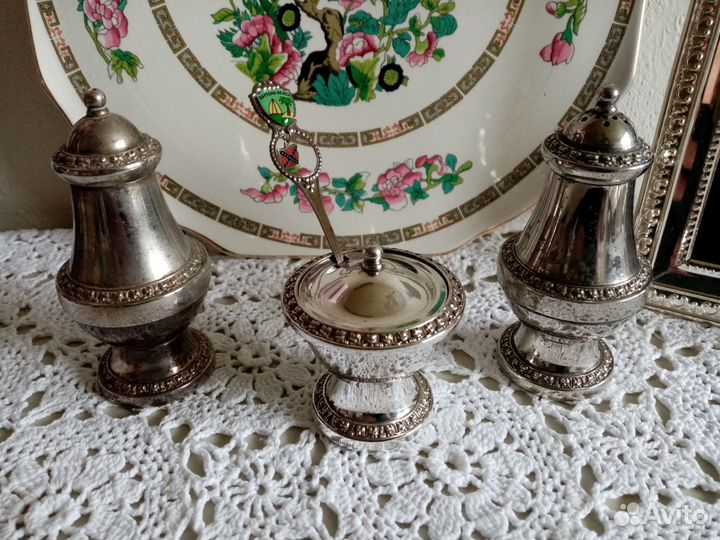 Солонка перечница Соусник сахарница посеребренная