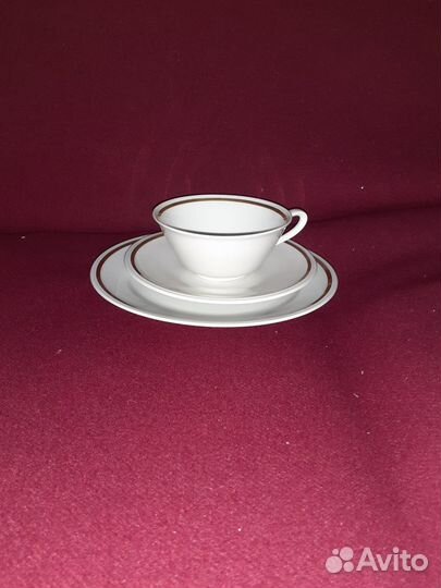 Чайное фарфоровое трио Веймар +Блюдца Веймар