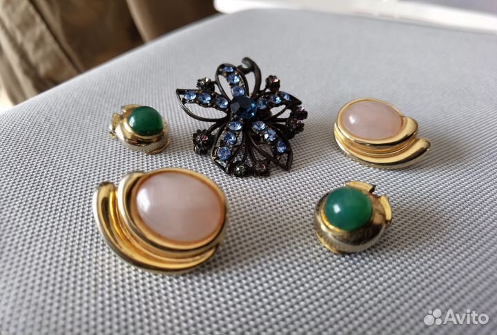 Винтажные клипсы, брошь Англия