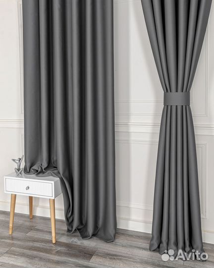 Комплект штор блэкаут Марсель Темно-серый