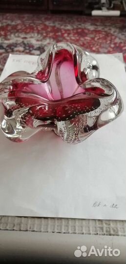 Пепельница цветное стекло богемия