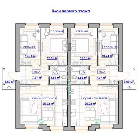 Таунхаус 62,5 м² на участке 3 сот.