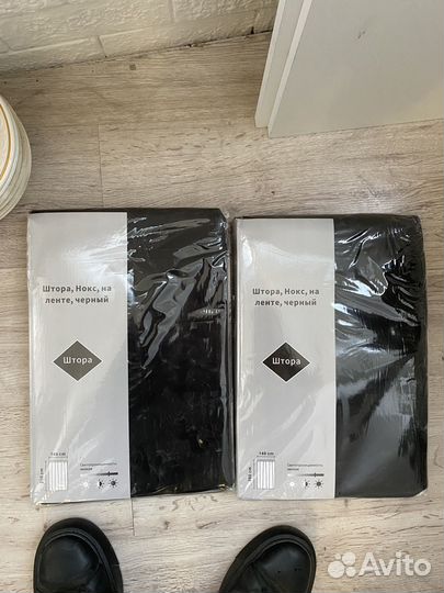 Шторы Нокс на ленте черные 2 штуки