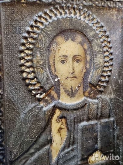 19в. Старинная икона Господь Вседержитель, Иисус Х