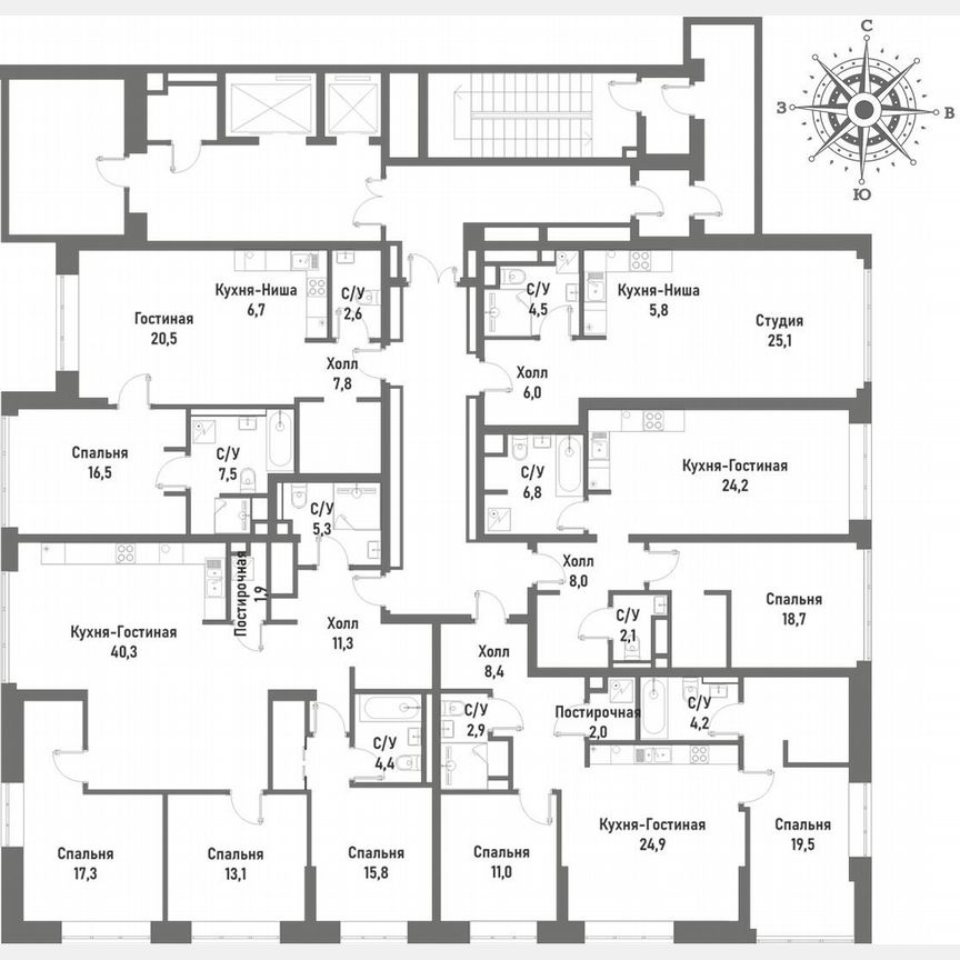 1-к. квартира, 59,8 м², 6/20 эт.