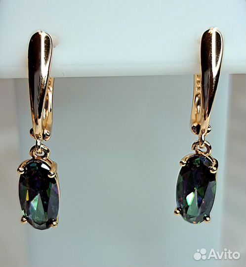 Комплект серьги и кольцо покрытие золото