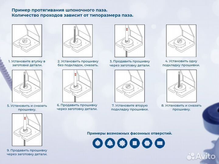 Протяжка (прошивка) шпоночных пазов 2-25мм