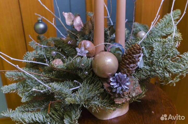 Новогодняя/Рождественская композиция со свечами