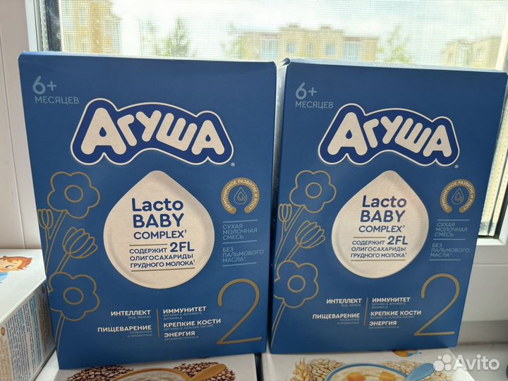 Детские каши безмолочные и смесь агуша