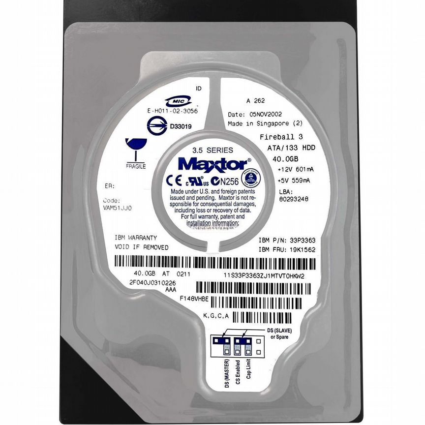 [2F040J0] Жесткий Диск Maxtor 40gb Ide 3.5" Hdd 2f040j0