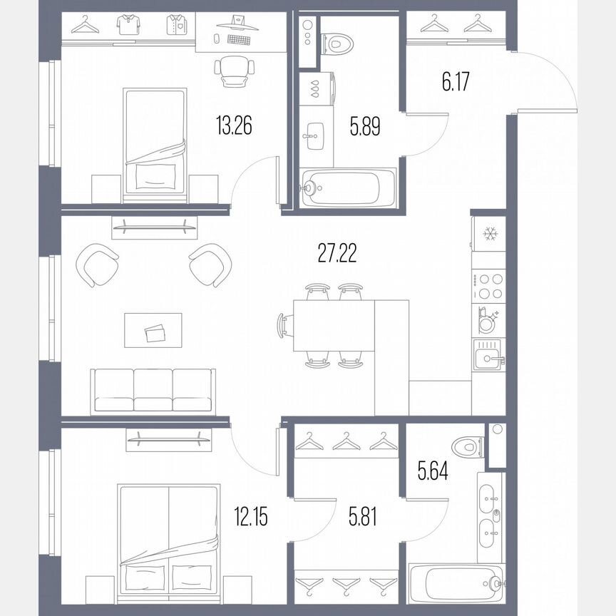 2-к. квартира, 76,1 м², 7/10 эт.