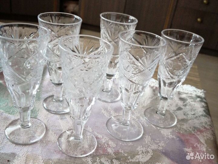 Хрусталь, стекло СССР, рюмки, кружки