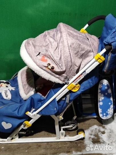 Детские санки коляска с колесами