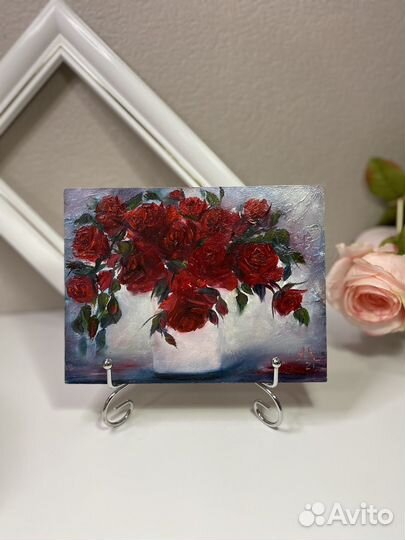 Картины маслом Цветы 15х20 на оргалите