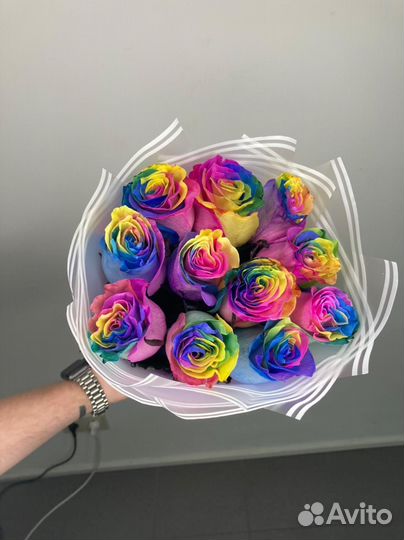 Радужные Розы Цветные