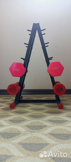 Стойка с гантелями, общий вес 20 кг