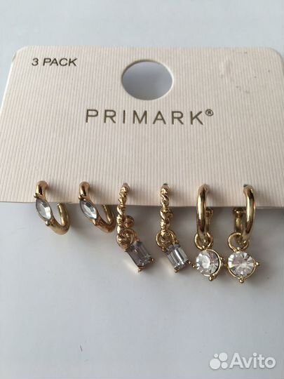 Серьги новые 3 пары фирмы Primark