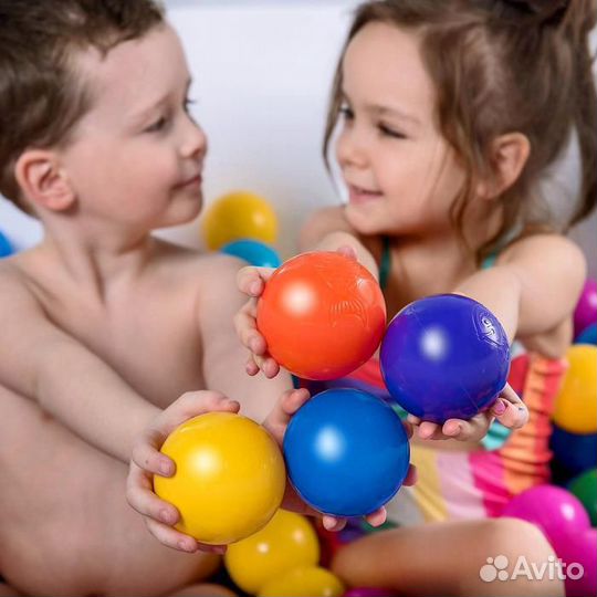 Шарики для сухого бассейна с рисунком разноцветные