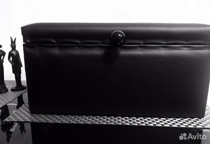 Шкатулка черная кожа