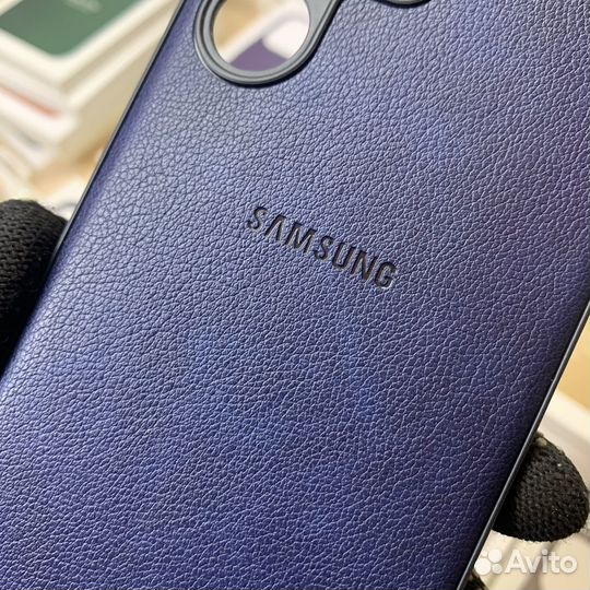 Чехол на Samsung S23 Ultra силикон под кожу синий