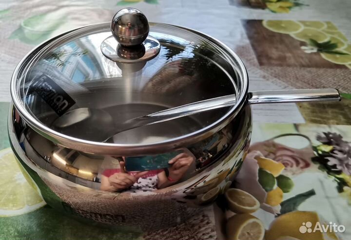 Сахарница Fissman, б/у, нержавейка