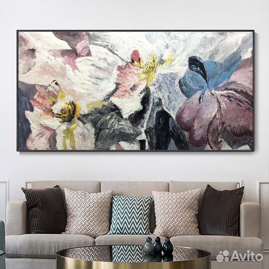 Картина маслом на холсте цветы ручная работа