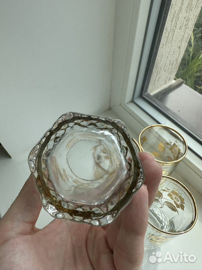 Стаканы стеклянные с золотом СССР 5 штук