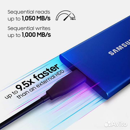 Samsung External SSD T7 (синий 500GB)