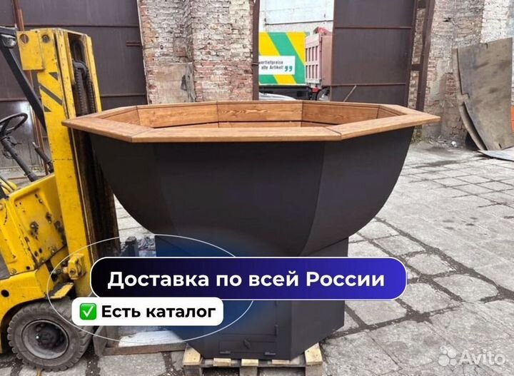 Банный чан на 4 человека с отделкой из лиственницы