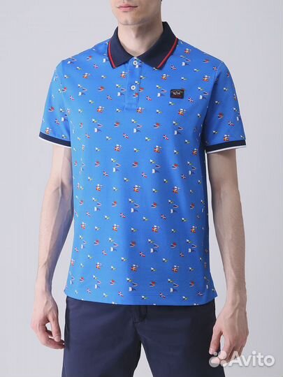 Поло хлопковое с принтом Paul & Shark
