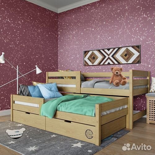 Кроватка для малыша матрешка с доп. местом берёза