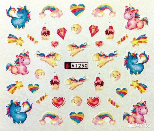 Водные стикеры (слайдеры) для ногтей (мультяшные)