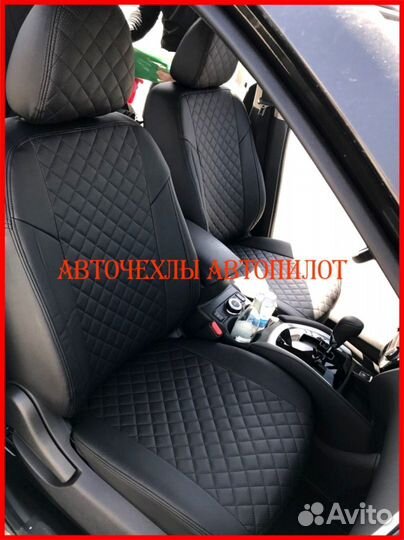 Чехлы Автопилот Opel Mokka из экокожи чёрные Ромб