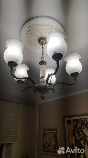 Люстра и бра с ониксом Югославия винтаж