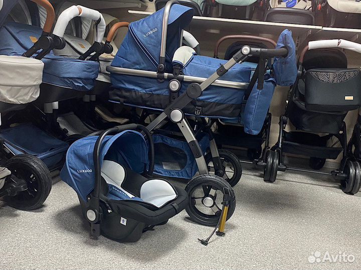 Коляска для новорожденных 3 в 1 синий