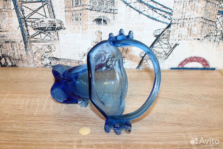 Вазочка из синего стекла СССР