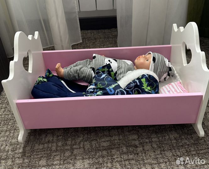 Деревянная кроватка и пупс беби бон