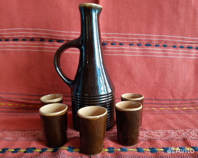 Кувшин со стопками обливная керамика СССР