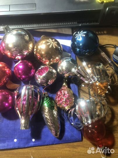 Новогодние игрушки набор из 15 шт.ссср. Стекло