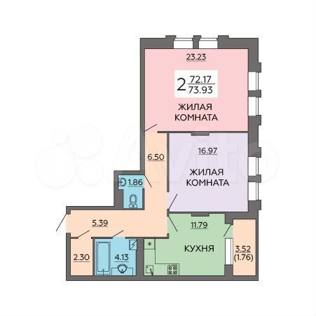 2-к. квартира, 73,9 м², 10/21 эт.